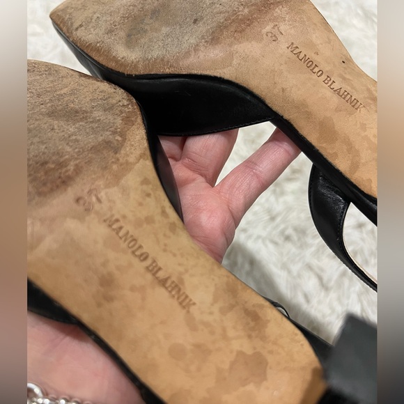 Manolo Blahnik Carolyne Black Slingback - Size 37 US 6.5 - Picture 8 of 9